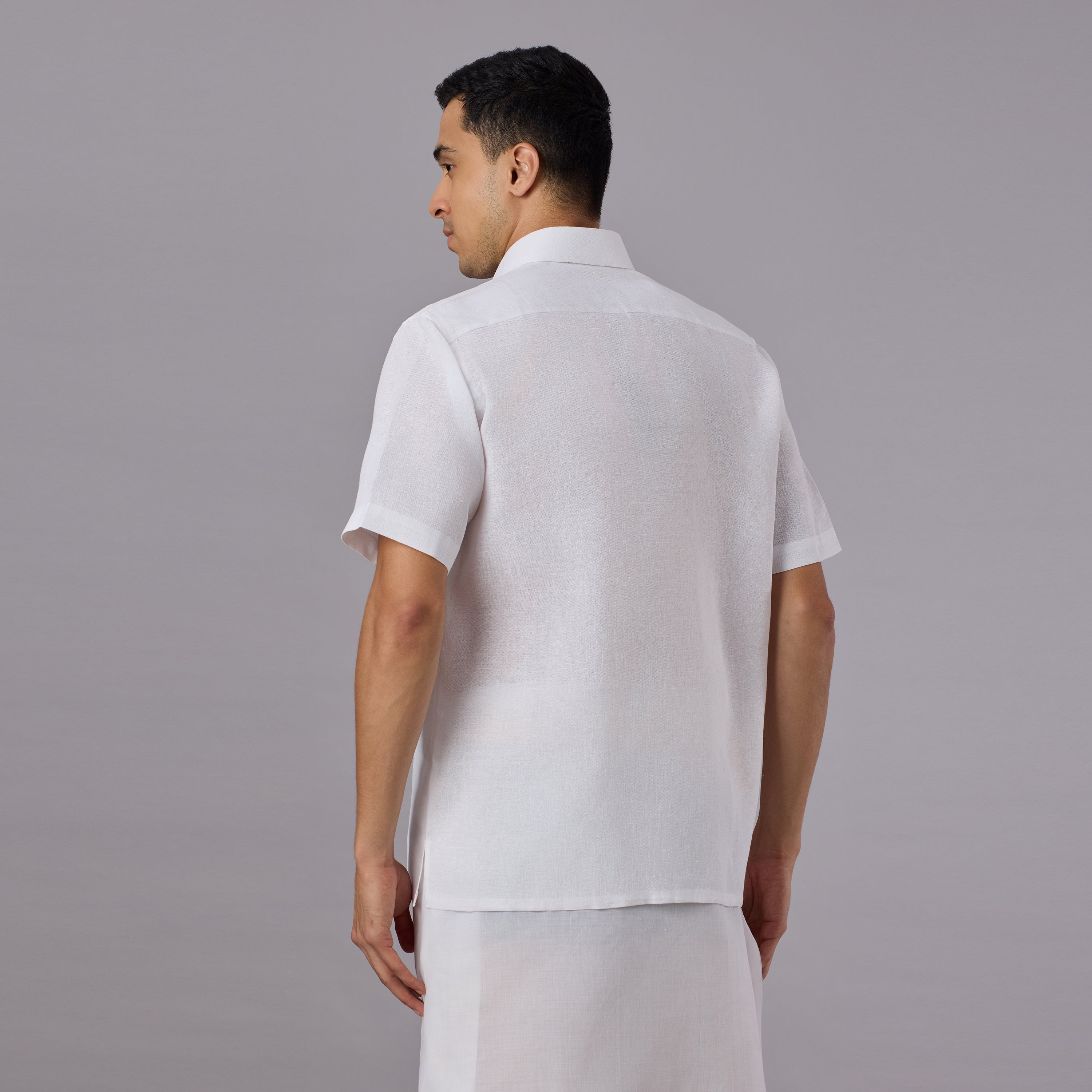 Starch Khadi White Shirt Half Sleeve