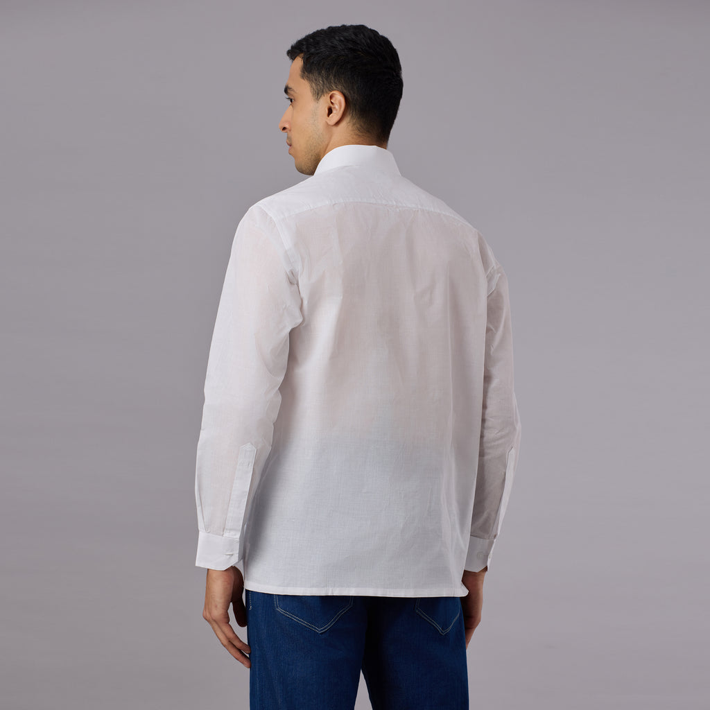 Shubhra - Classic Crisp White Pre-Starched Shirt (Full Sleeve) - Fine Weave