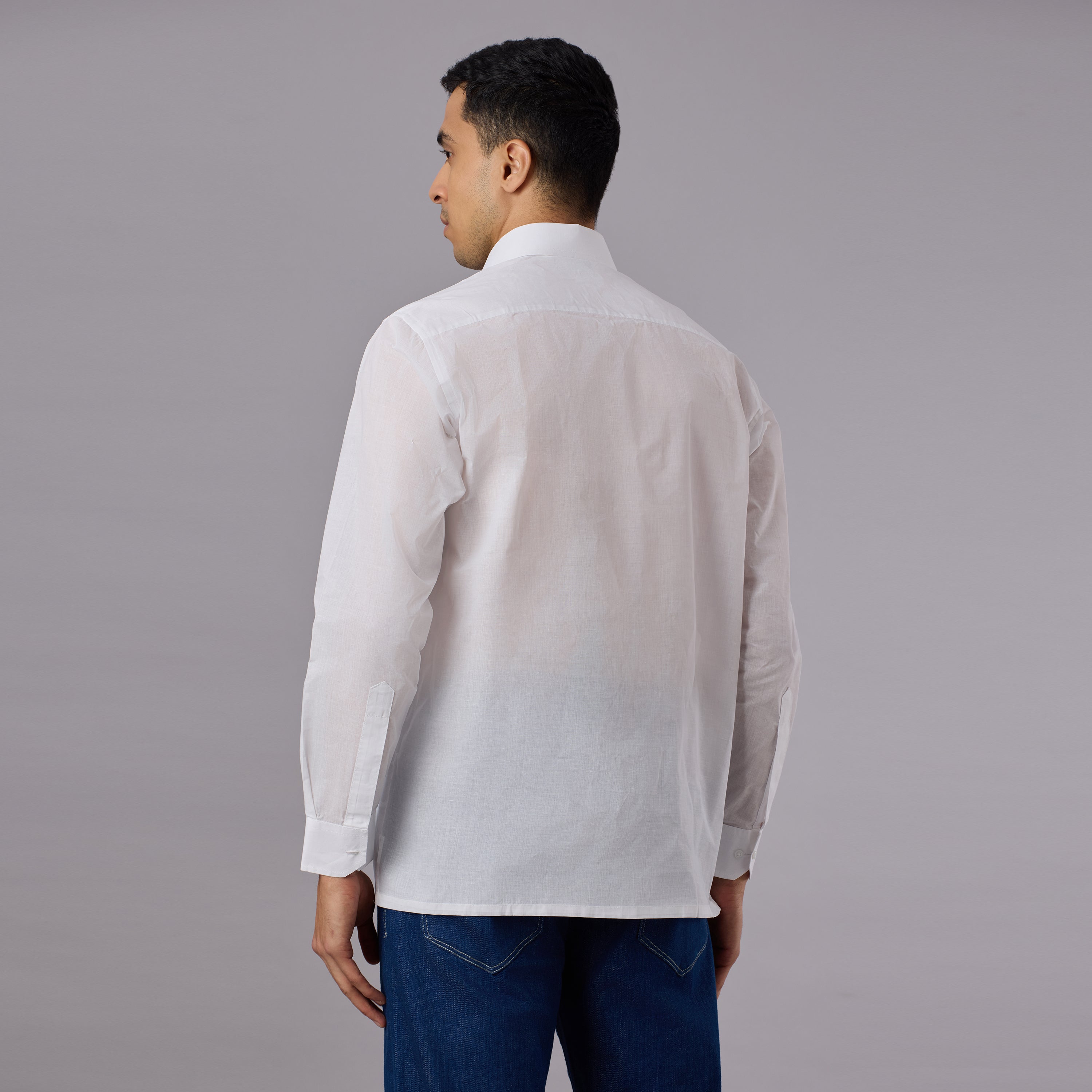 Shubhra - Classic Crisp White Pre-Starched Shirt (Full Sleeve) - Fine Weave