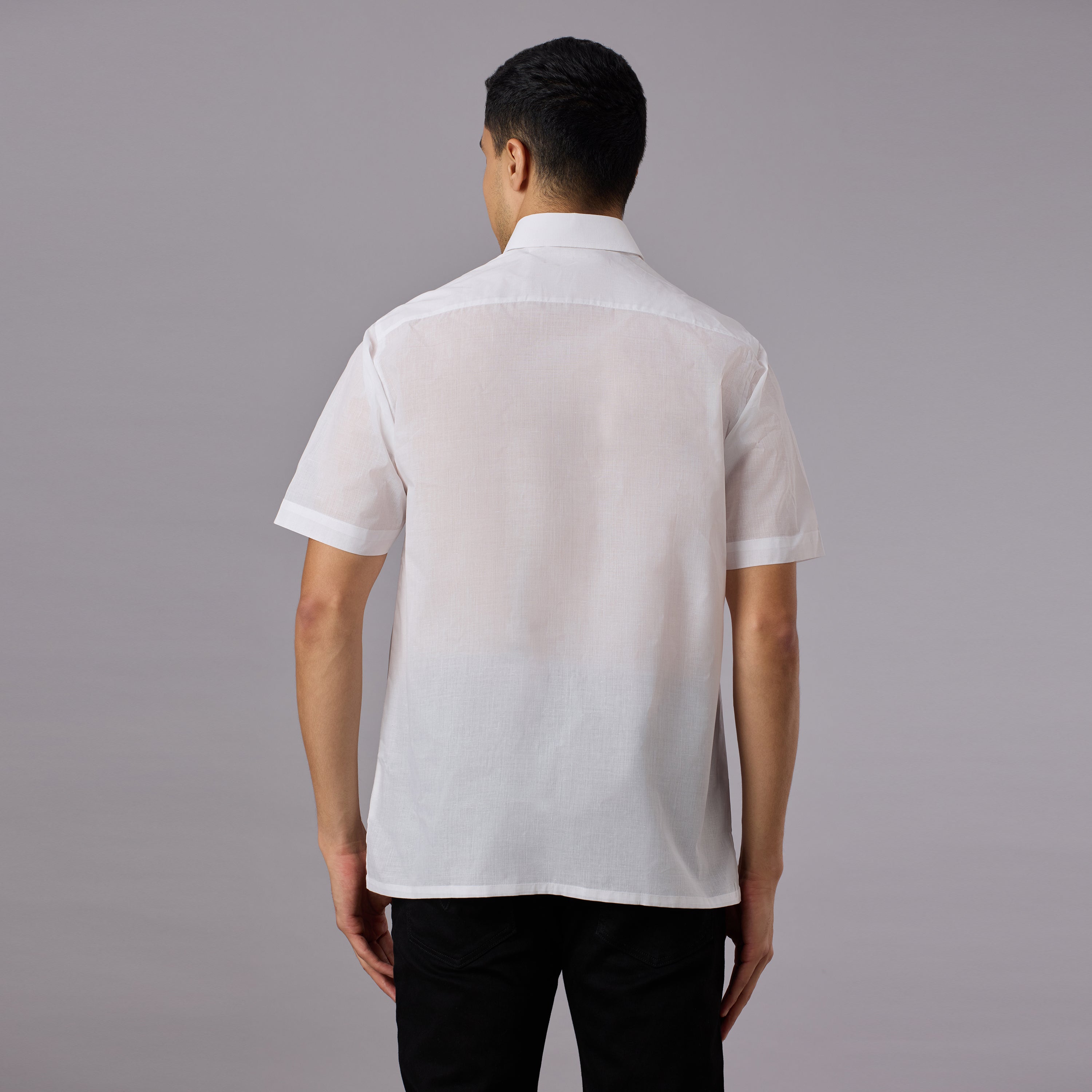 Shubhra - Classic Crisp White Pre-Starched Shirt (Half Sleeve) - Fine Weave