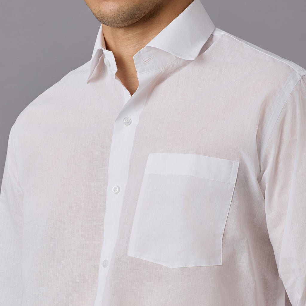 Shubhra - Classic Crisp White Pre-Starched Shirt (Full Sleeve) - Fine Weave