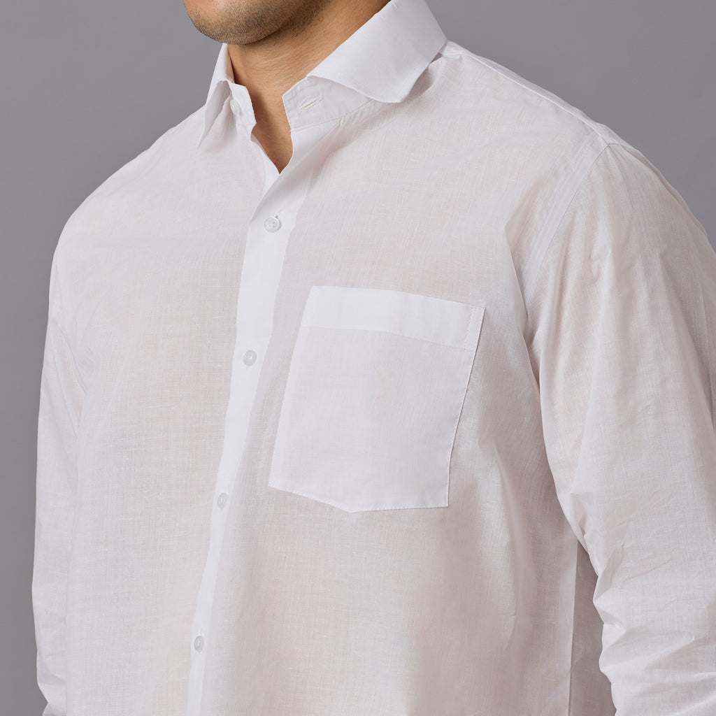Shubhra - Classic Crisp White Pre-Starched Shirt (Full Sleeve) - Fine Weave
