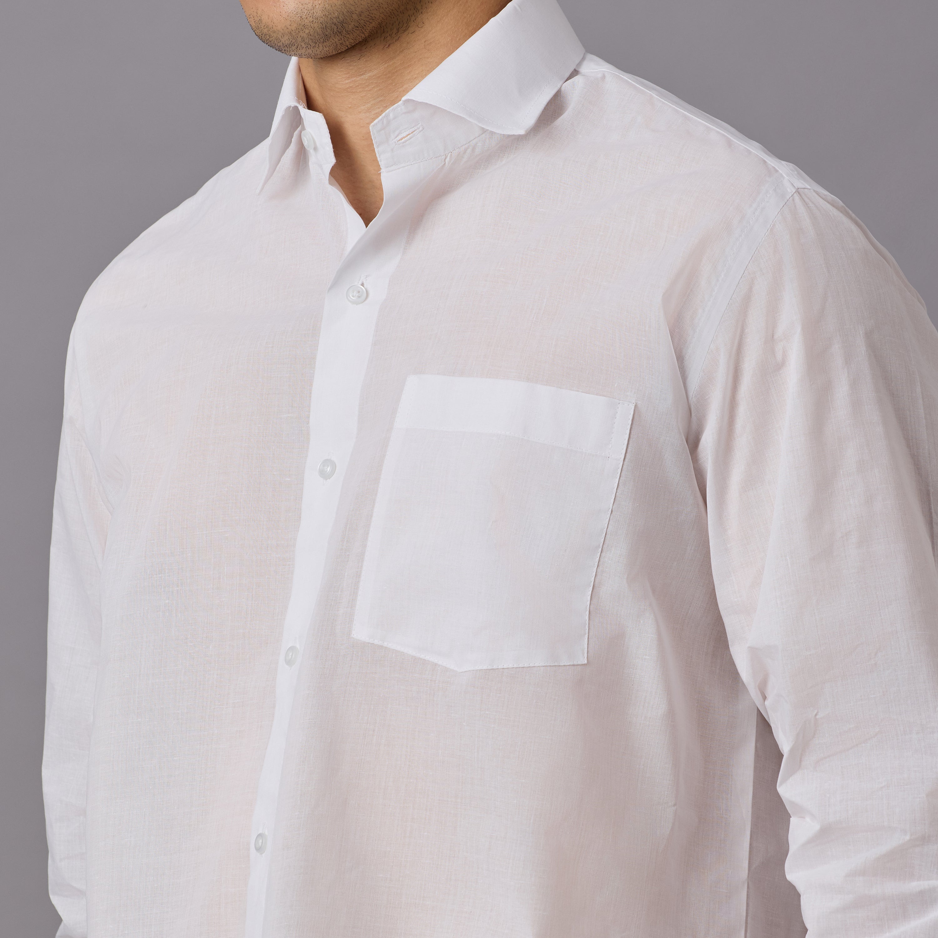 Shubhra - Classic Crisp White Pre-Starched Shirt (Full Sleeve) - Fine Weave