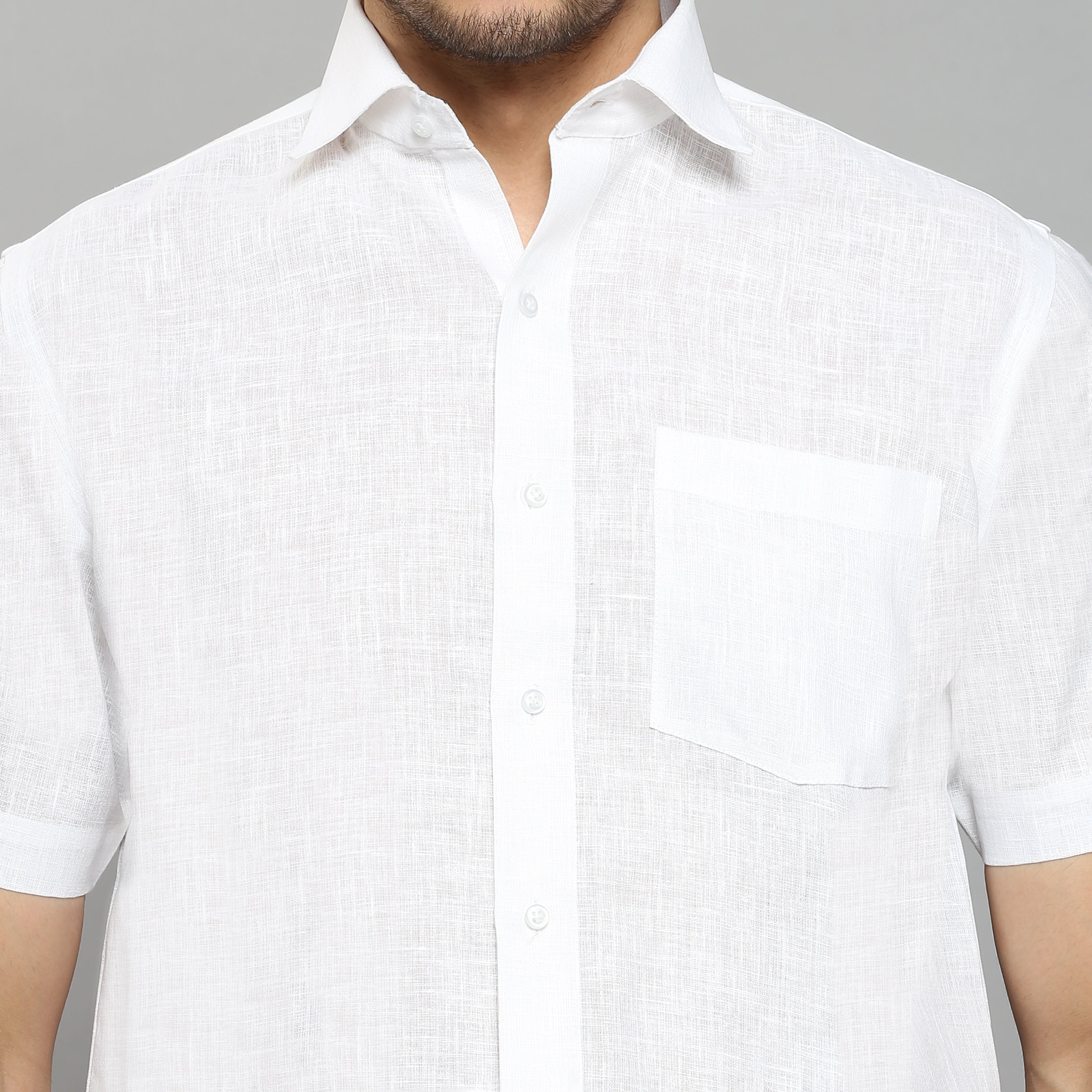 Vajra - The Linen-Look Supreme Stiff Shirt (Half Sleeve) - Extreme Structure