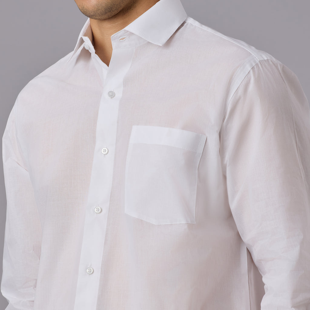 Prakhar - Premium Opaque Starch White Shirt (Half Sleeve) - Extra Crisp Weave