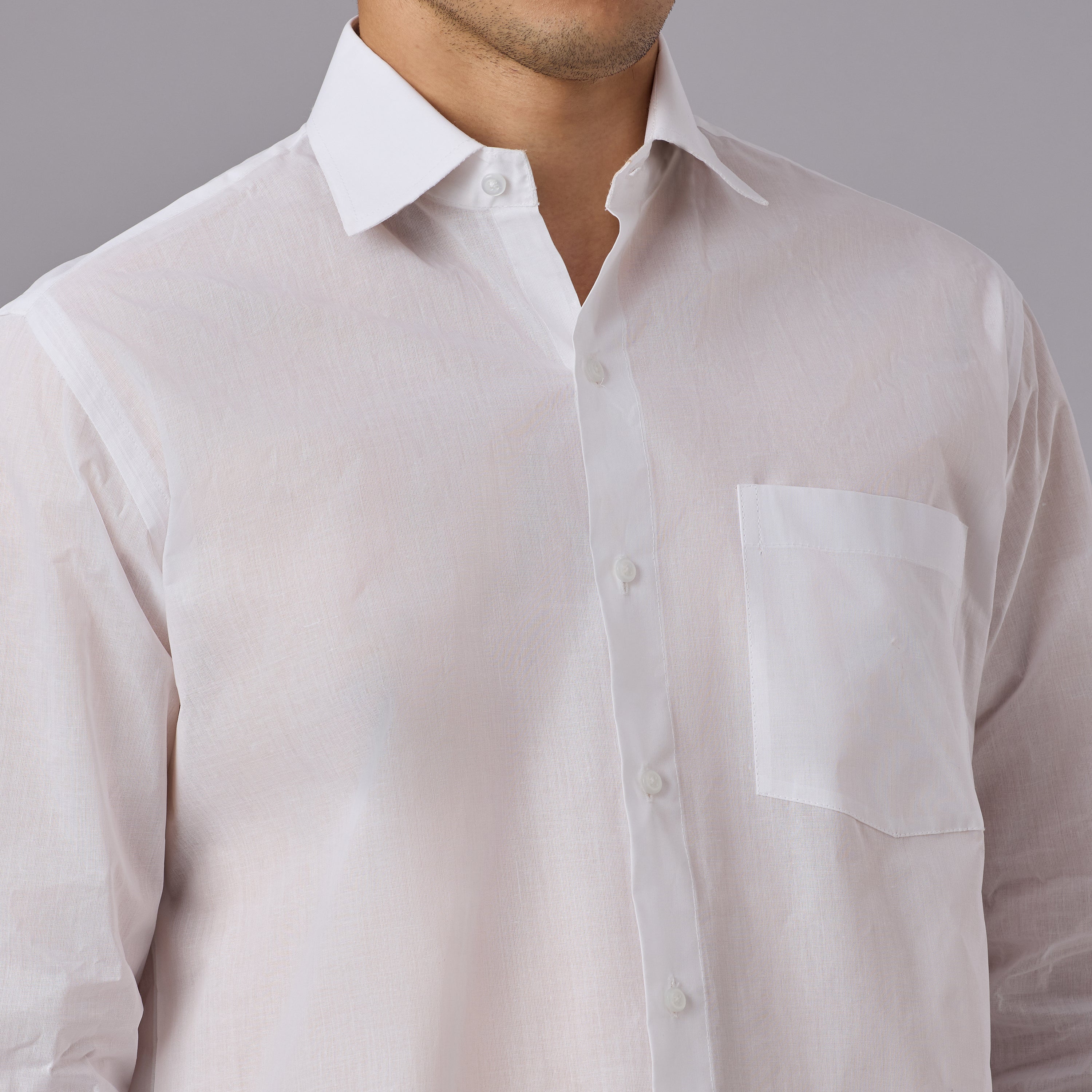Prakhar - Premium Opaque Starch White Shirt (Half Sleeve) - Extra Crisp Weave