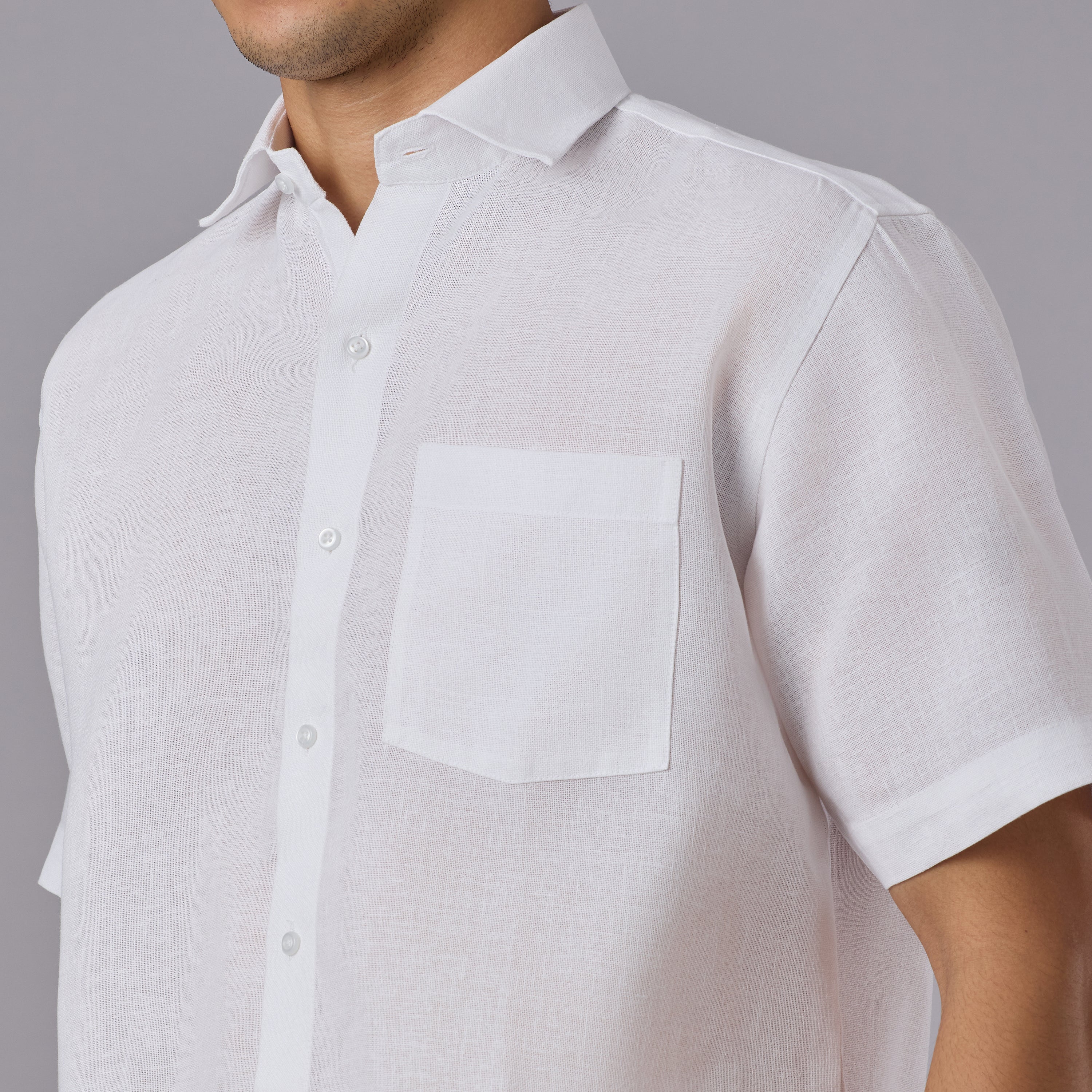 Tantubandh - Artisan Khadi Look Stiff Shirt (Half Sleeve) - Thick Handloom Texture
