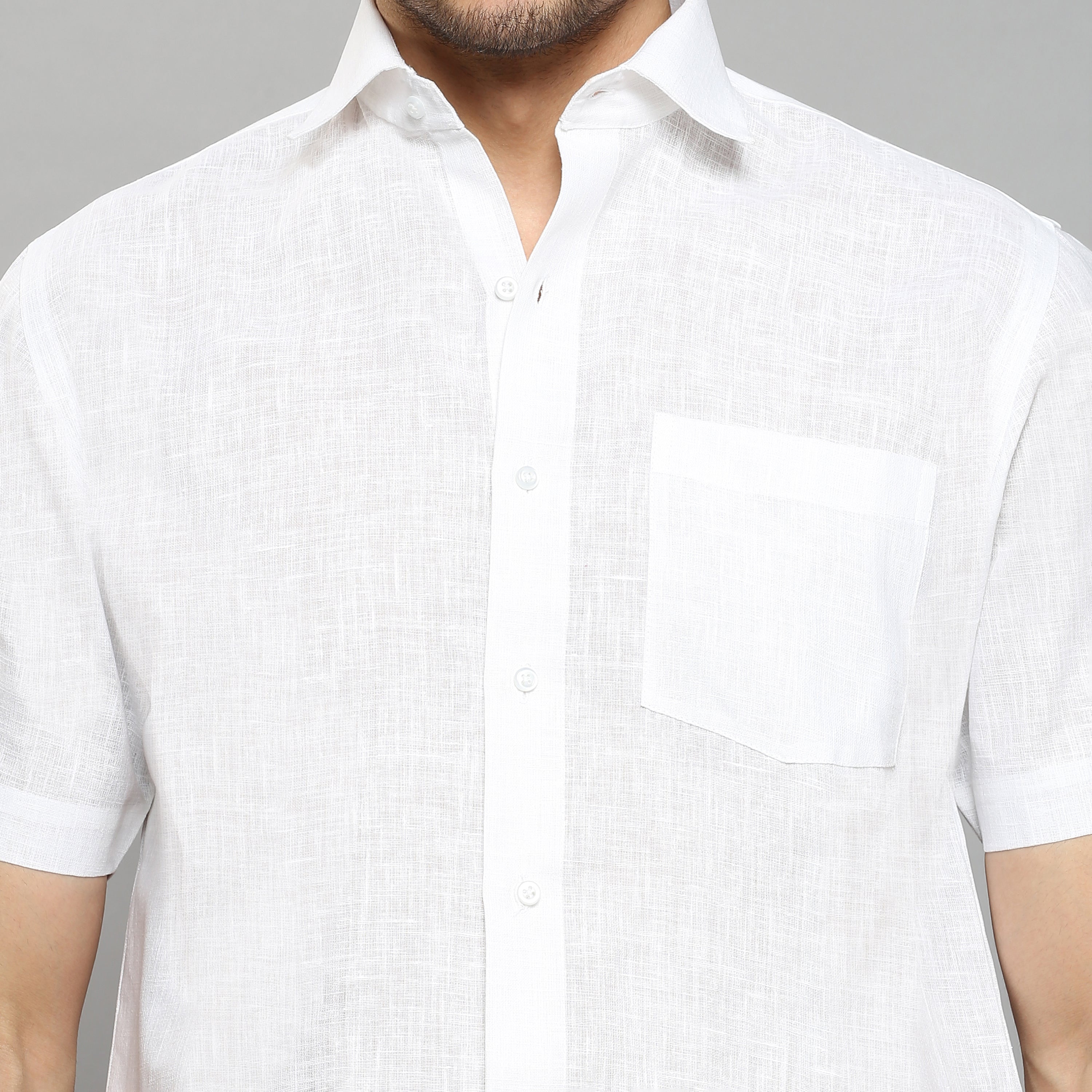 Vajra - The Linen-Look Supreme Stiff Shirt (Half Sleeve) - Extreme Structure