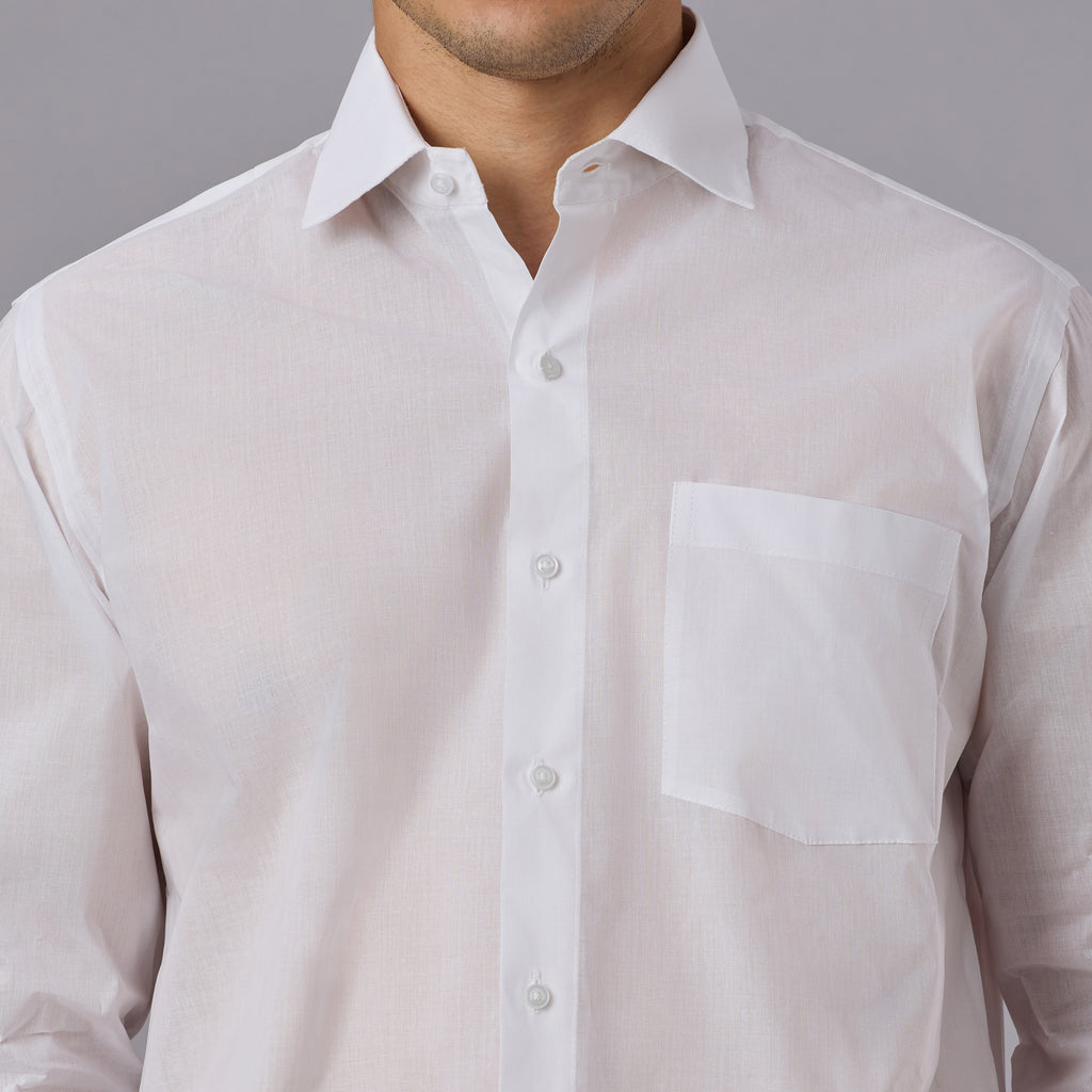 Prakhar - Premium Opaque Starch White Shirt (Full Sleeve) - Extra Crisp Weave