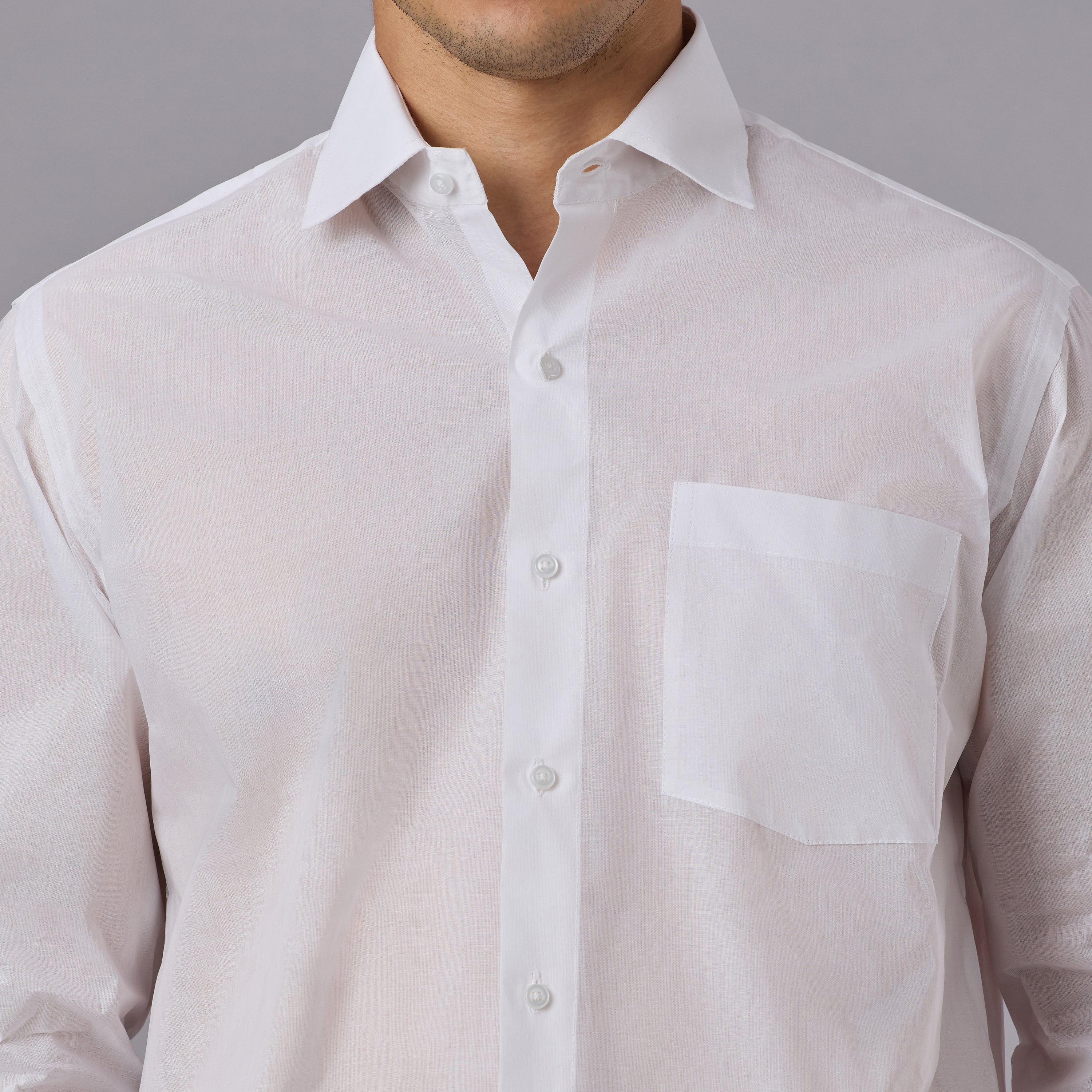 Prakhar - Premium Opaque Starch White Shirt (Full Sleeve) - Extra Crisp Weave