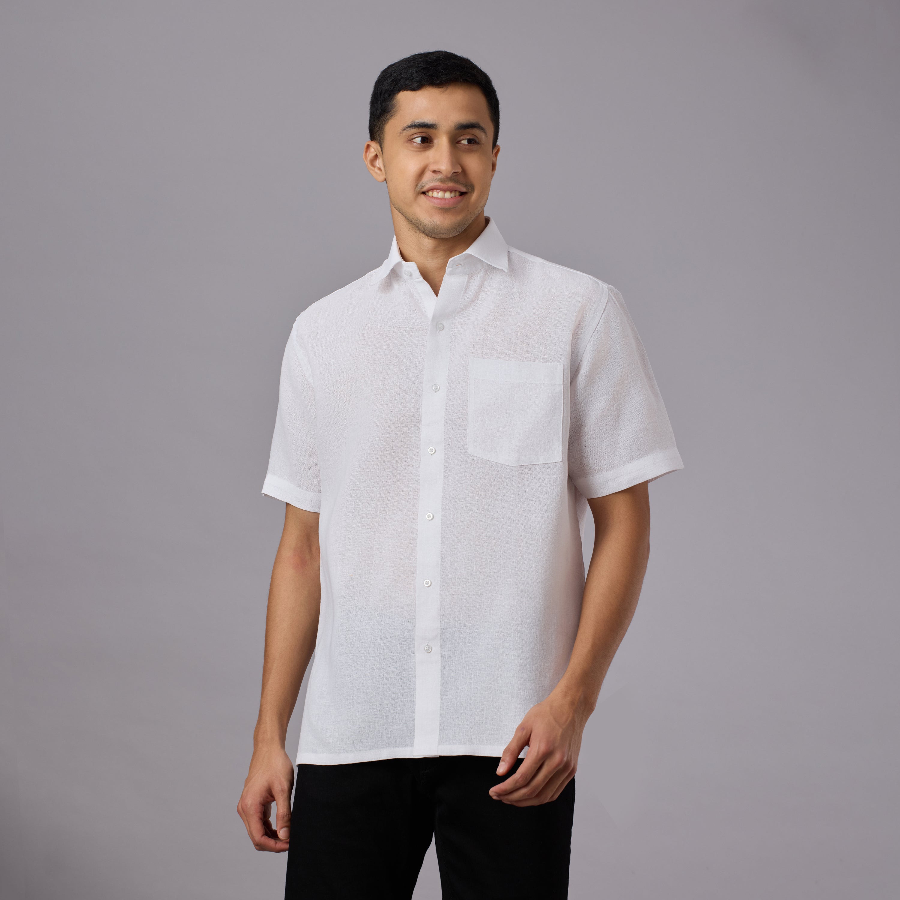 Tantubandh - Artisan Khadi Look Stiff Shirt (Half Sleeve) - Thick Handloom Texture
