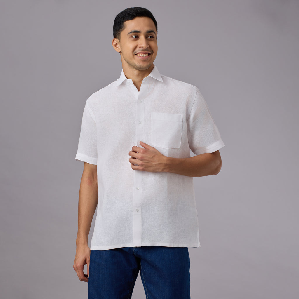 Tantubandh - Artisan Khadi Look Stiff Shirt (Half Sleeve) - Thick Handloom Texture