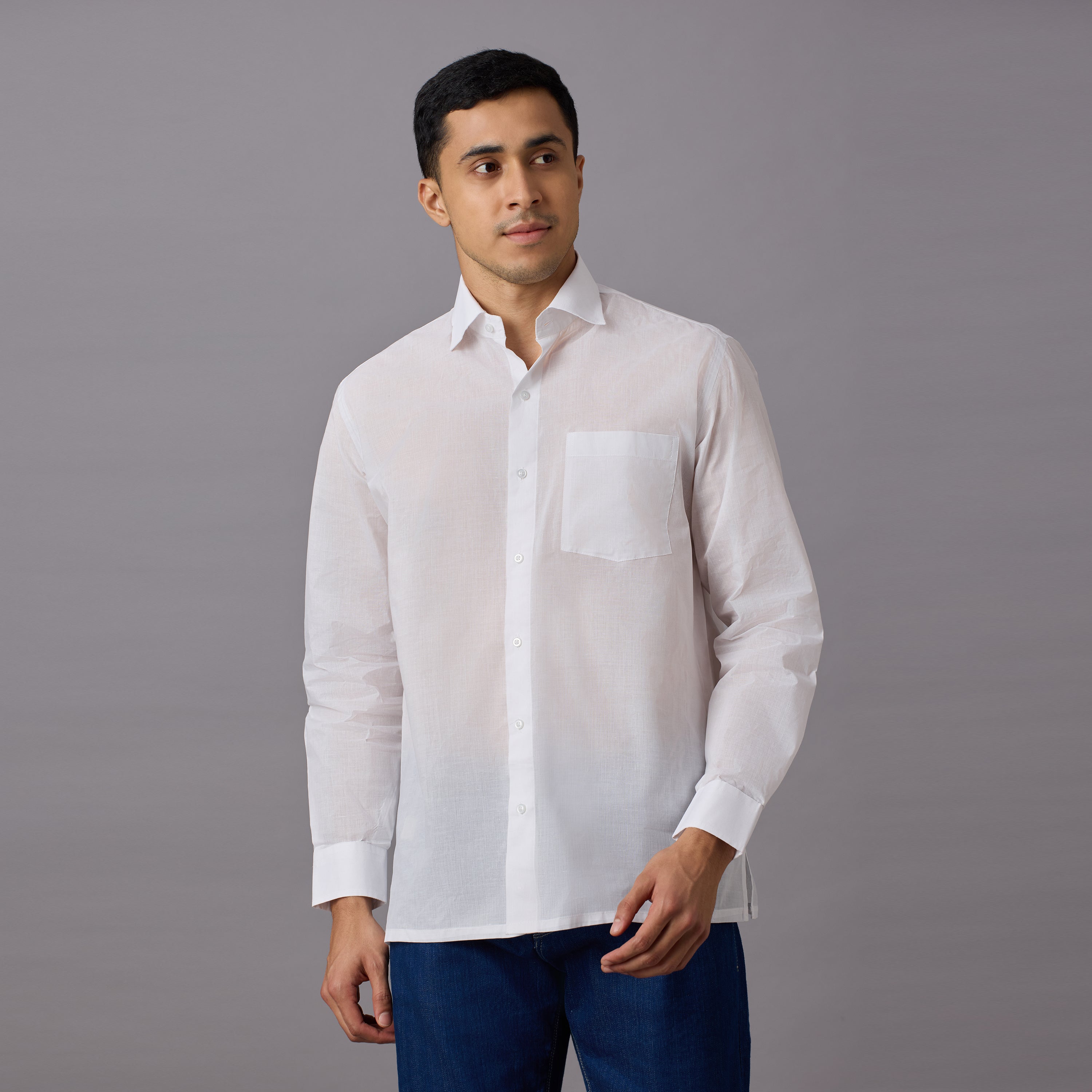 Shubhra - Classic Crisp White Pre-Starched Shirt (Full Sleeve) - Fine Weave