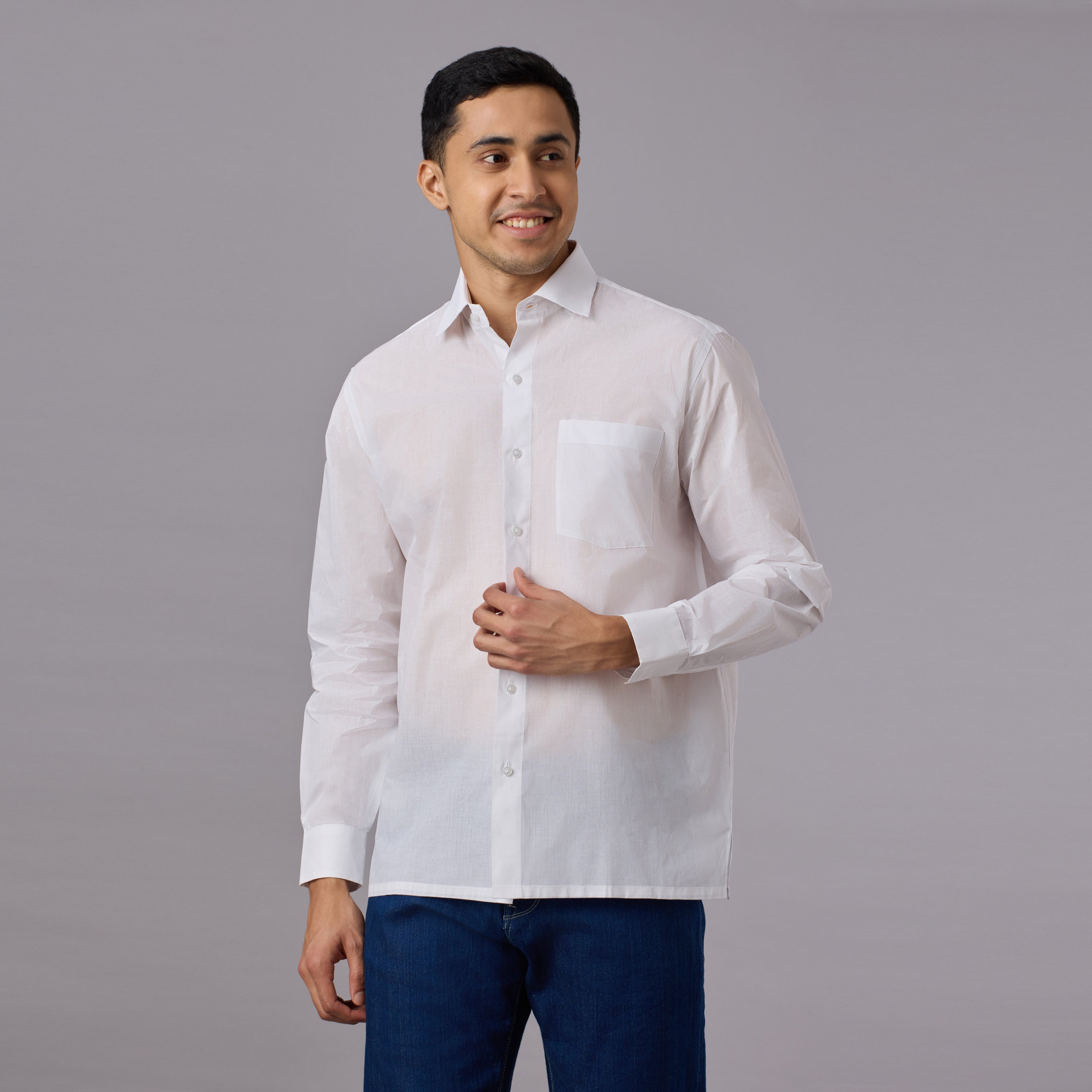 Prakhar - Premium Opaque Starch White Shirt (Full Sleeve) - Extra Crisp Weave