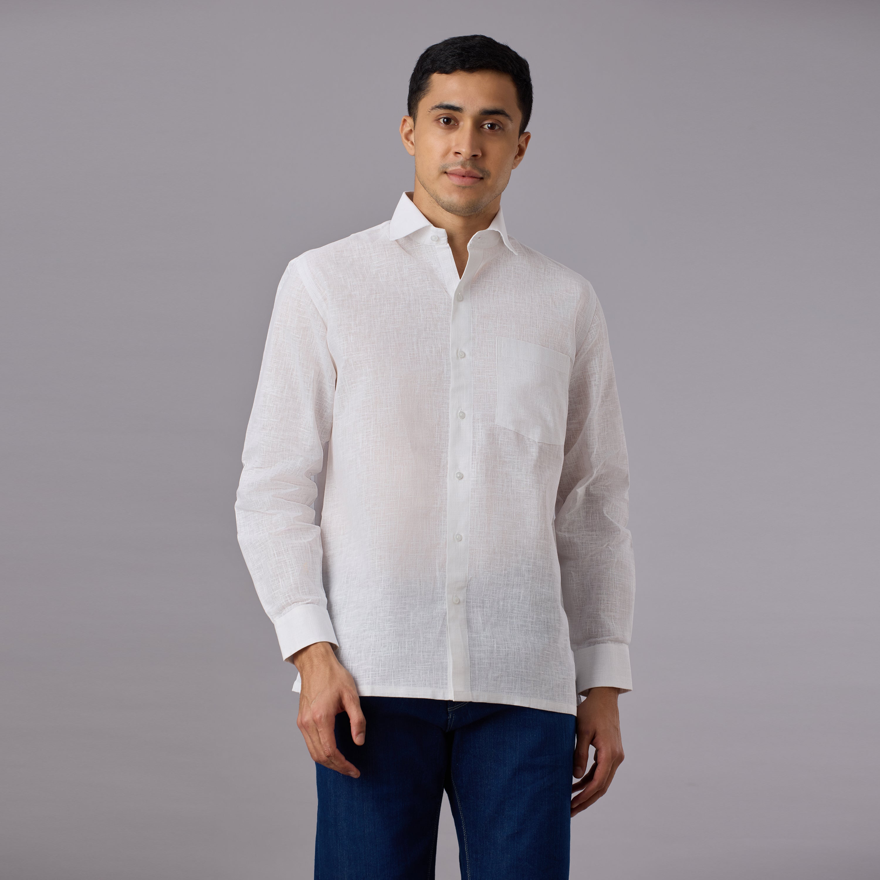 Vajra - The Linen-Look Supreme Stiff Shirt (Full Sleeve) - Extreme Structure