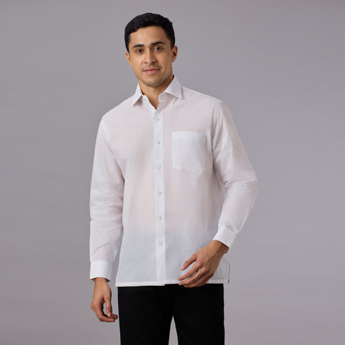Prakhar - Premium Opaque Starch White Shirt (Full Sleeve) - Extra Crisp Weave