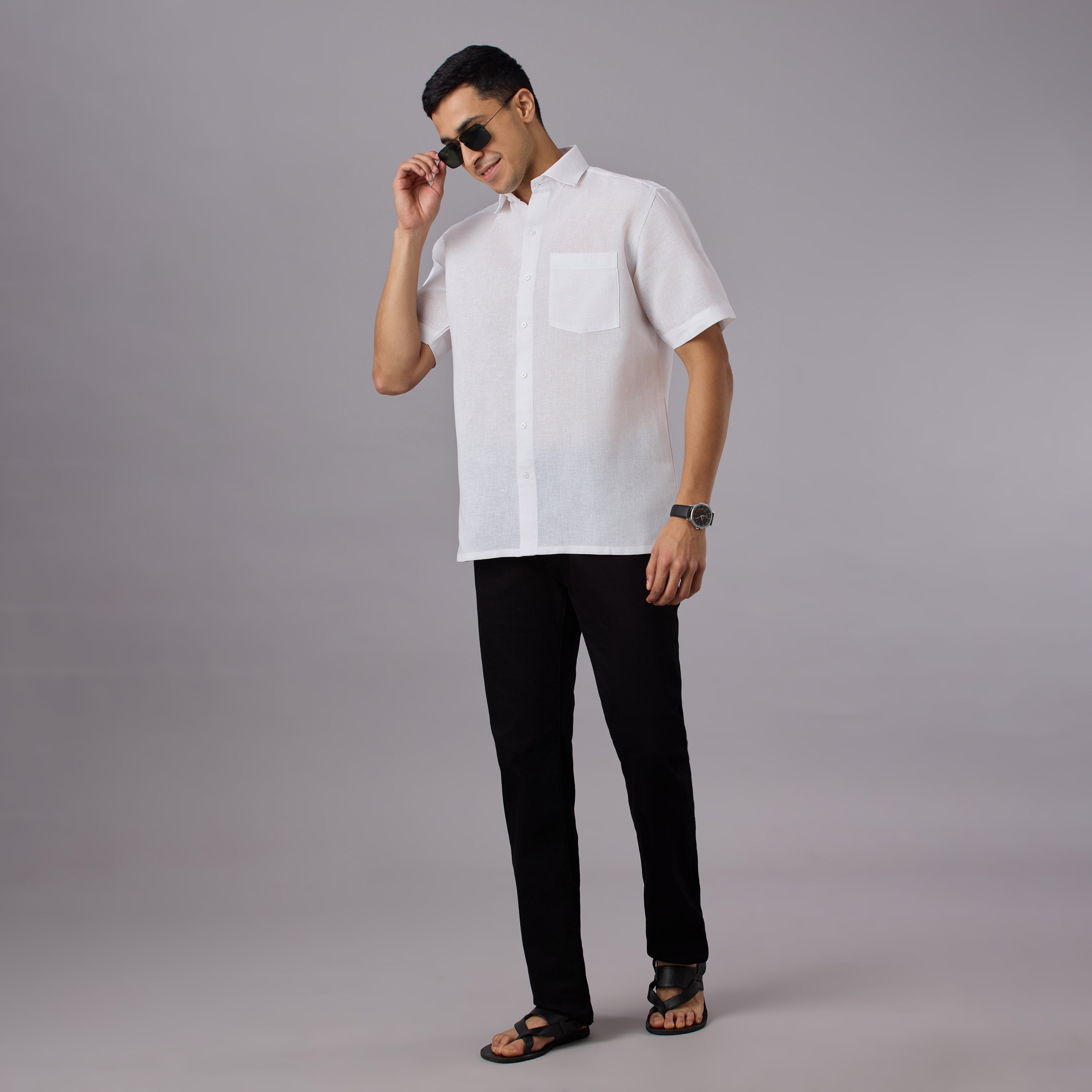 Tantubandh - Artisan Khadi Look Stiff Shirt (Half Sleeve) - Thick Handloom Texture