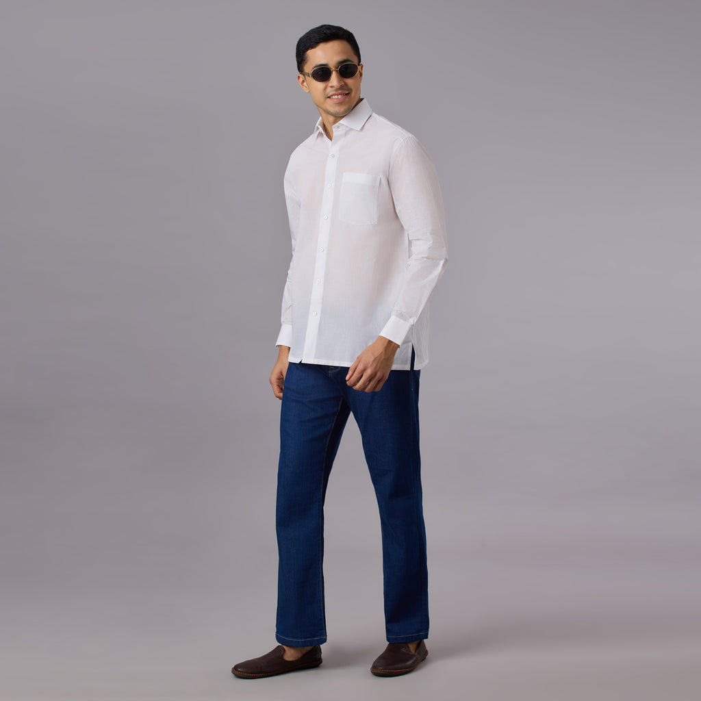 Prakhar - Premium Opaque Starch White Shirt (Half Sleeve) - Extra Crisp Weave