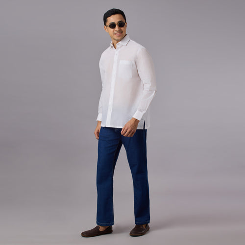 Prakhar - Premium Opaque Starch White Shirt (Half Sleeve) - Extra Crisp Weave