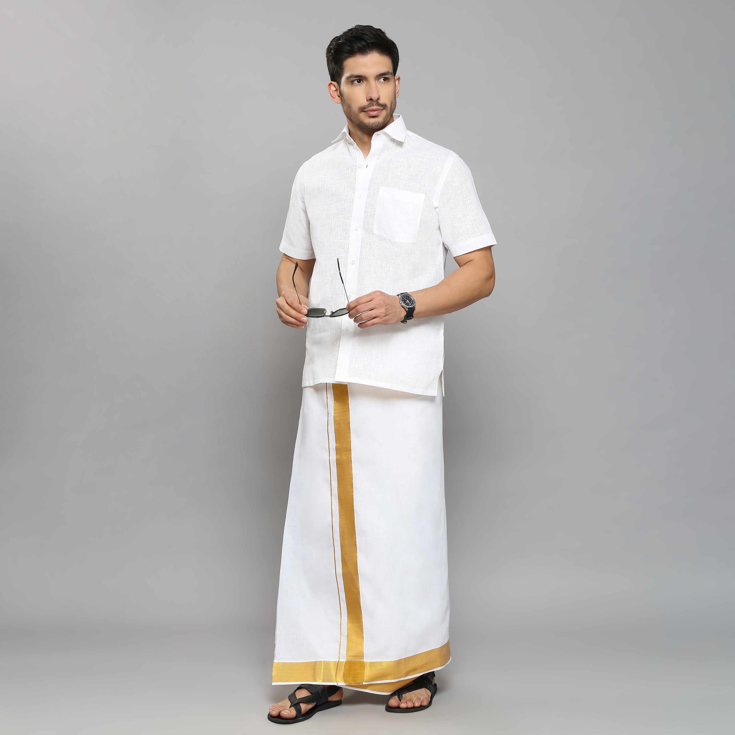 Vajra - The Linen-Look Supreme Stiff Shirt (Half Sleeve) - Extreme Structure
