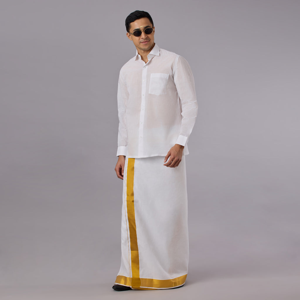 Shubhra - Classic Crisp White Pre-Starched Shirt (Full Sleeve) - Fine Weave
