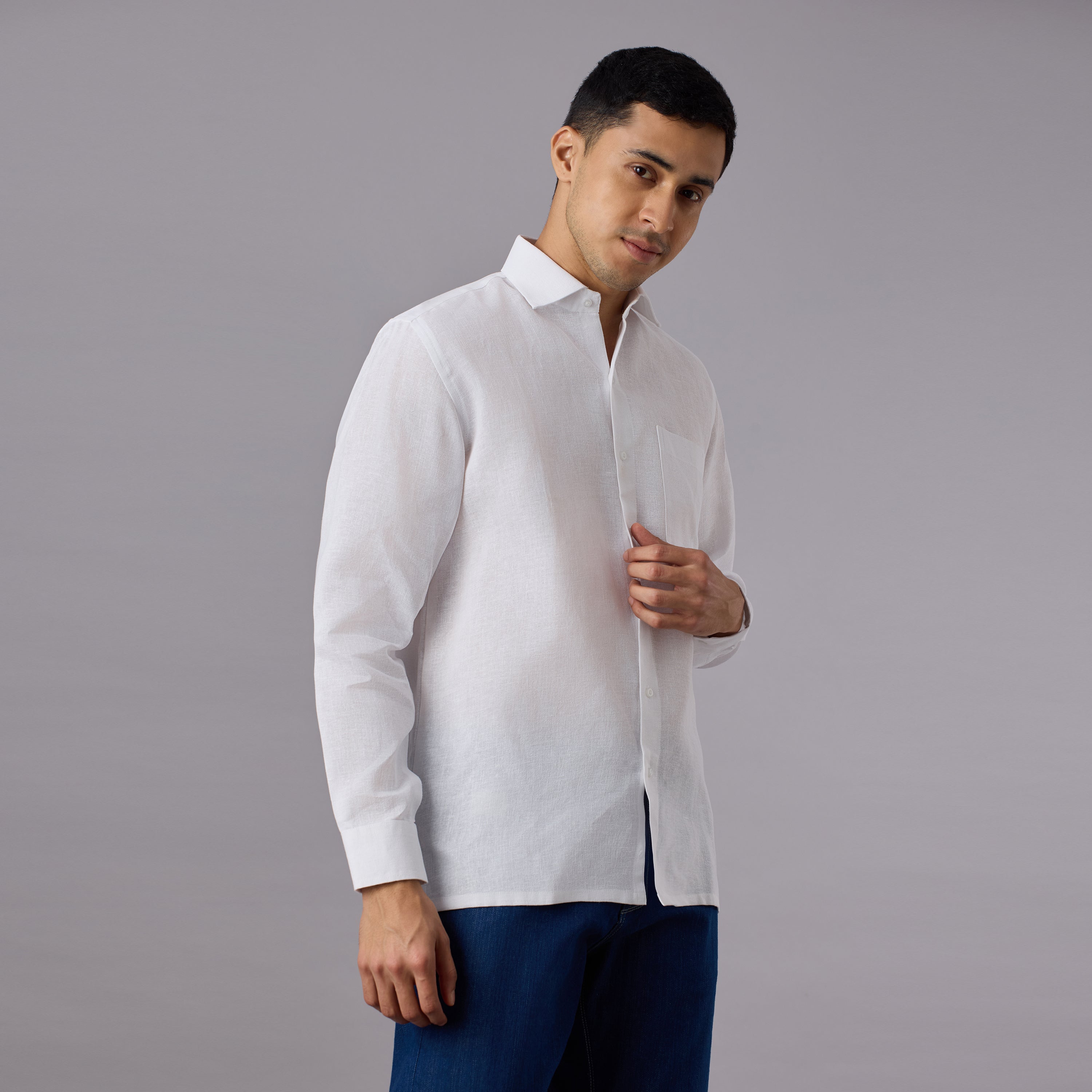 Tantubandh - Artisan Khadi Look Stiff Shirt (Full Sleeve) - Thick Handloom Texture