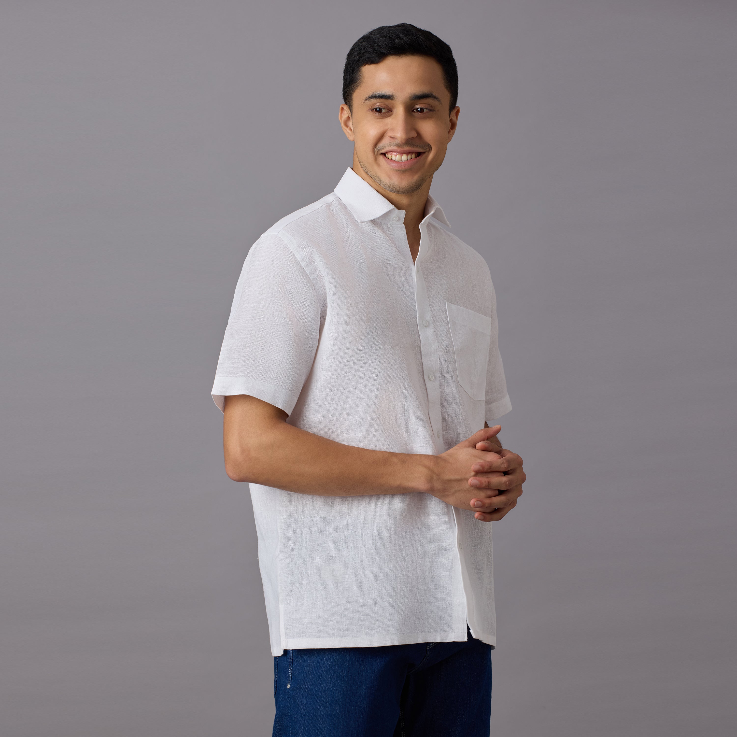 Tantubandh - Artisan Khadi Look Stiff Shirt (Half Sleeve) - Thick Handloom Texture