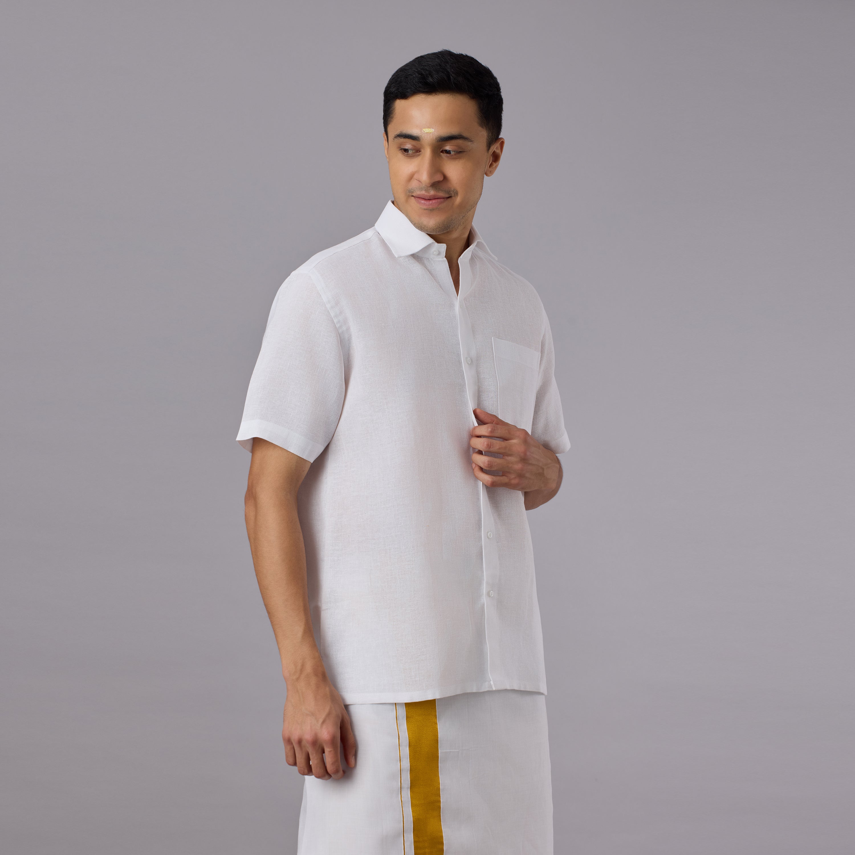 Tantubandh - Artisan Khadi Look Stiff Shirt (Half Sleeve) - Thick Handloom Texture