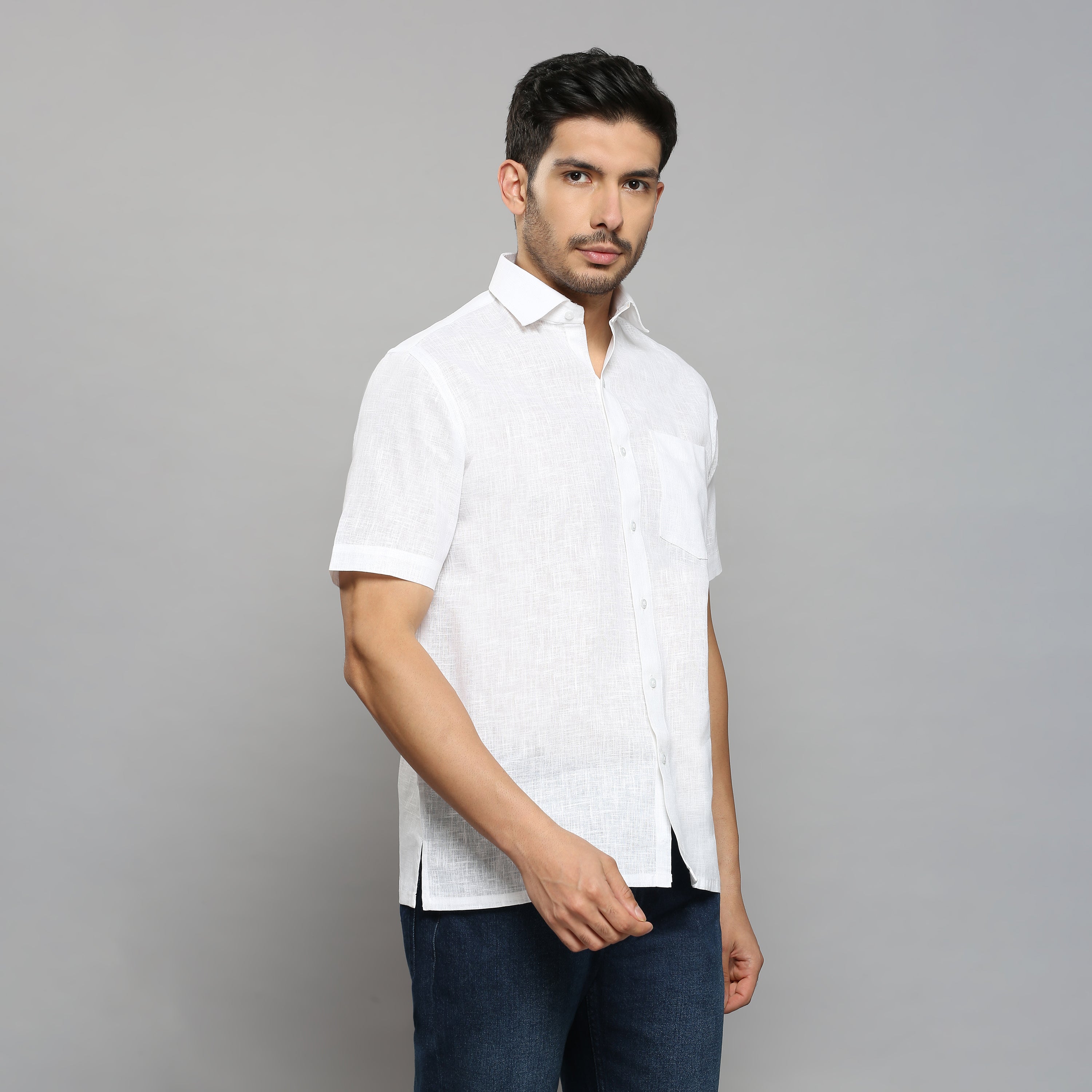 Vajra - The Linen-Look Supreme Stiff Shirt (Half Sleeve) - Extreme Structure