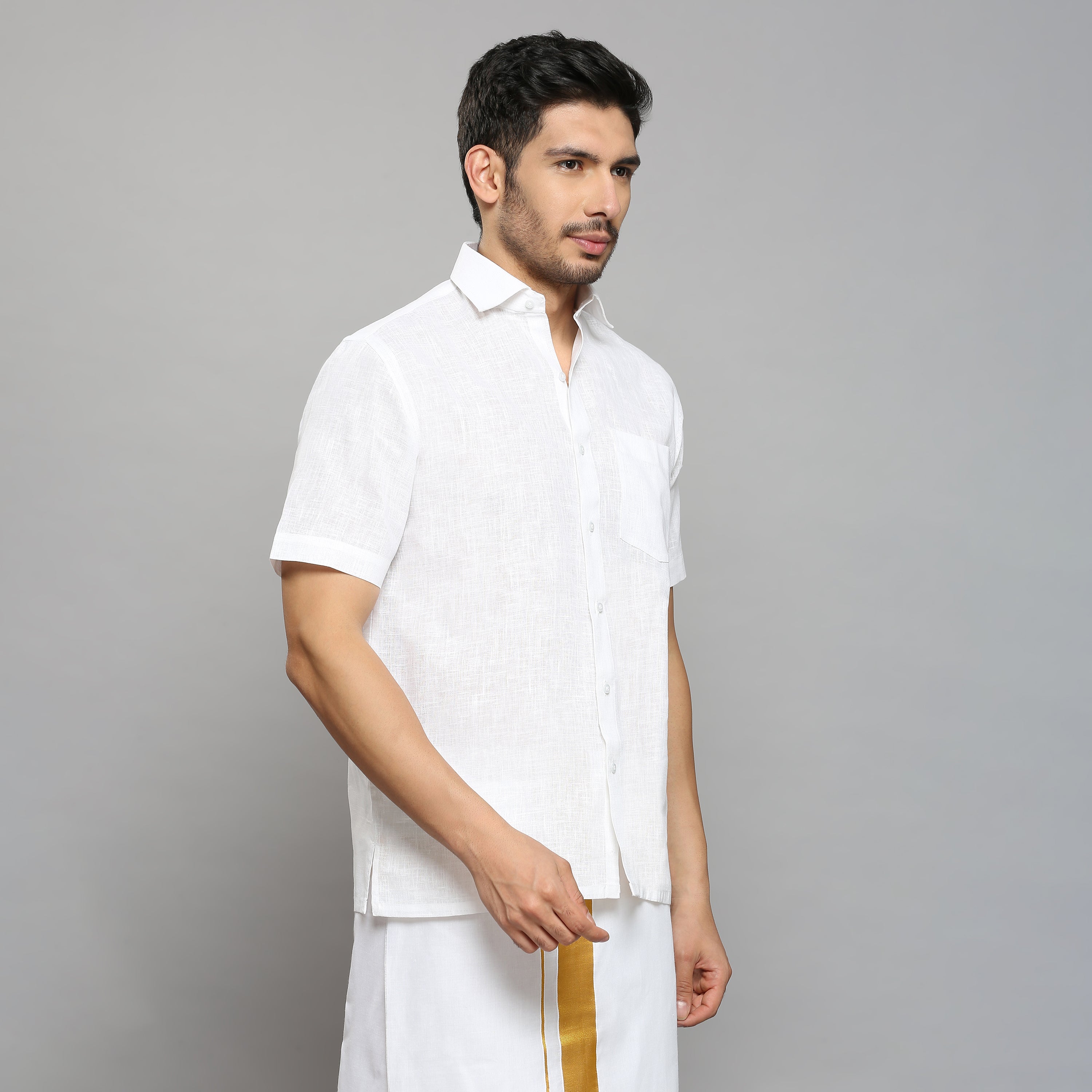 Vajra - The Linen-Look Supreme Stiff Shirt (Half Sleeve) - Extreme Structure