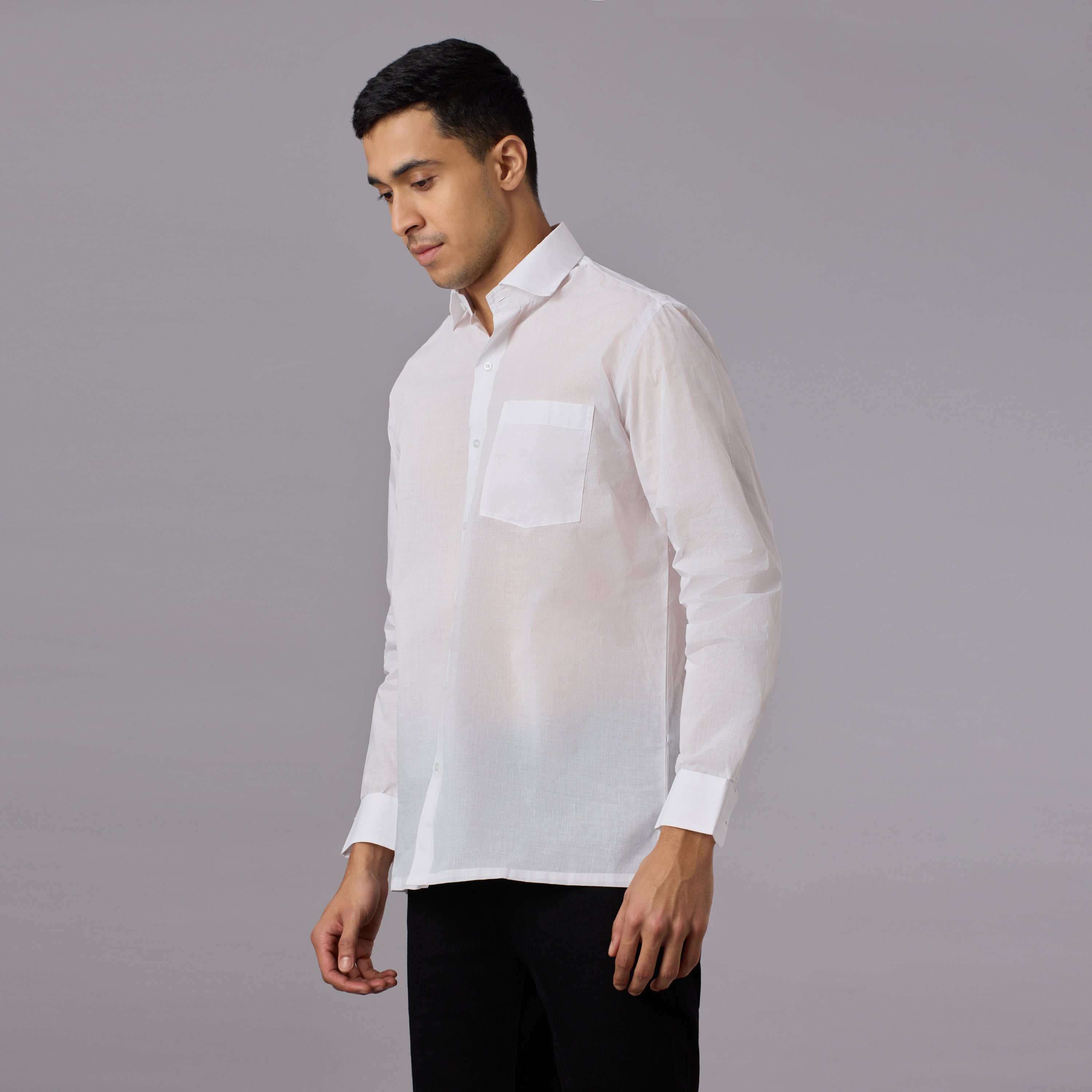 Shubhra - Classic Crisp White Pre-Starched Shirt (Full Sleeve) - Fine Weave