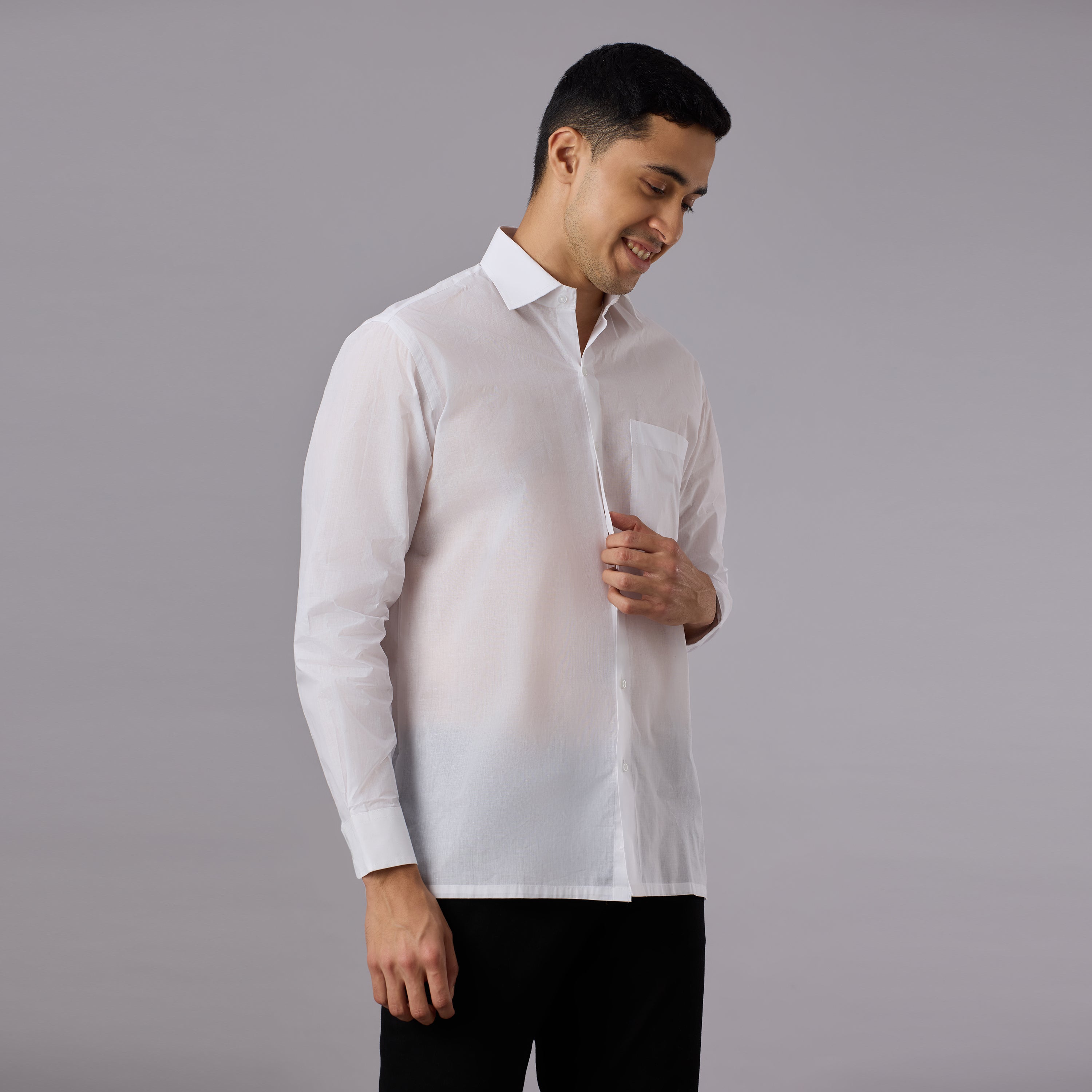 Prakhar - Premium Opaque Starch White Shirt (Full Sleeve) - Extra Crisp Weave
