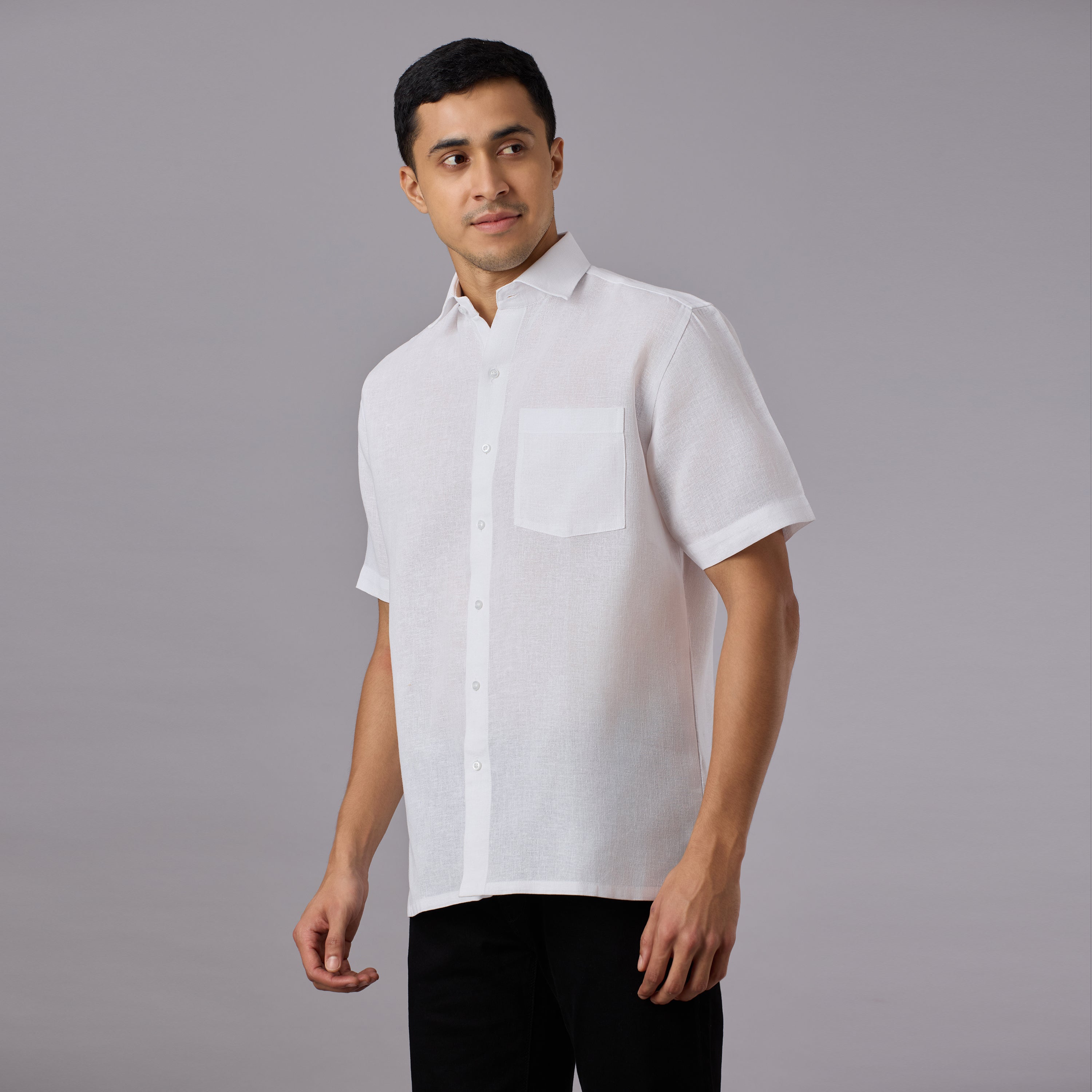 Tantubandh - Artisan Khadi Look Stiff Shirt (Half Sleeve) - Thick Handloom Texture