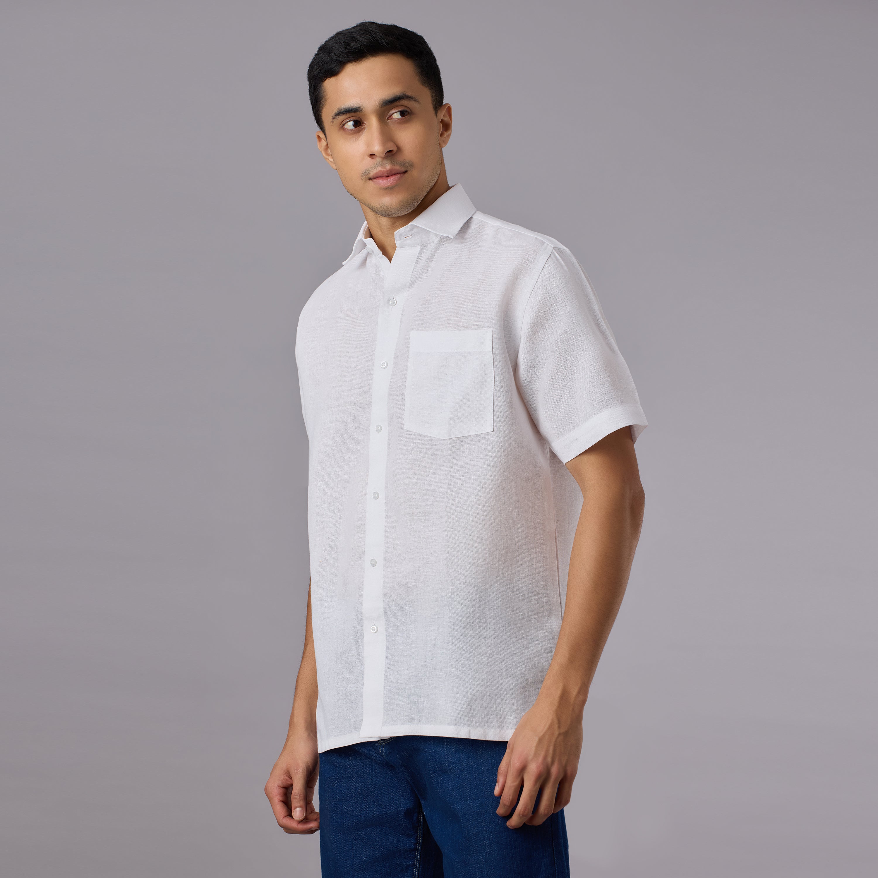 Tantubandh - Artisan Khadi Look Stiff Shirt (Half Sleeve) - Thick Handloom Texture
