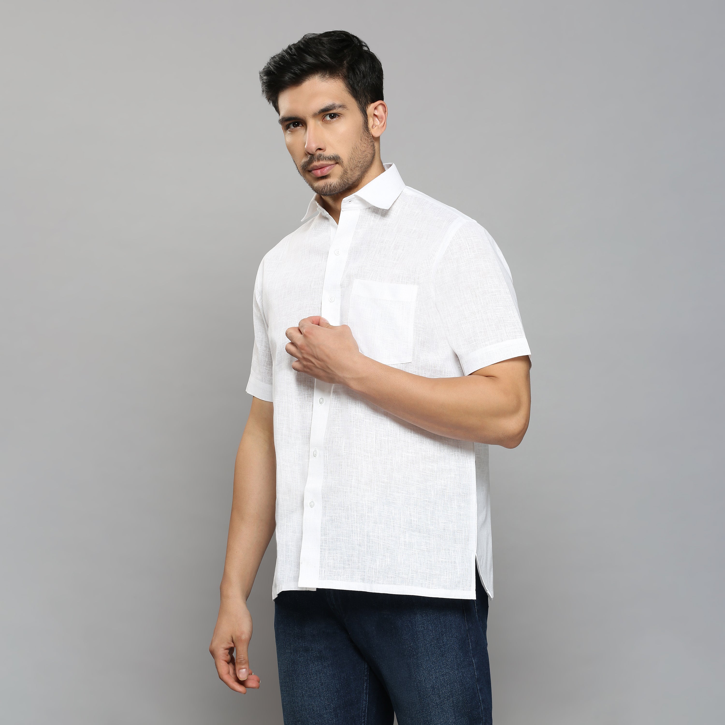 Vajra - The Linen-Look Supreme Stiff Shirt (Half Sleeve) - Extreme Structure