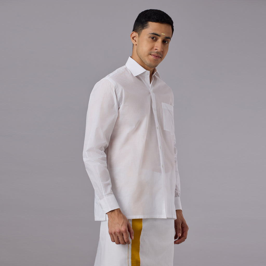 Prakhar - Premium Opaque Starch White Shirt (Half Sleeve) - Extra Crisp Weave