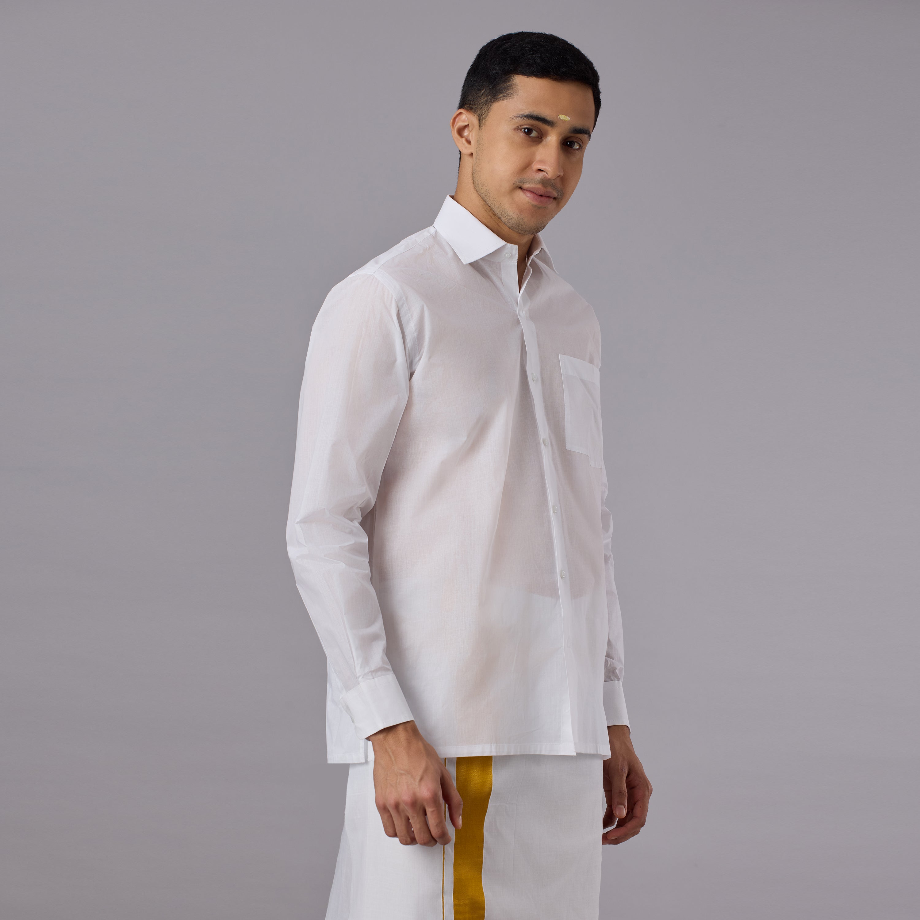 Prakhar - Premium Opaque Starch White Shirt (Half Sleeve) - Extra Crisp Weave
