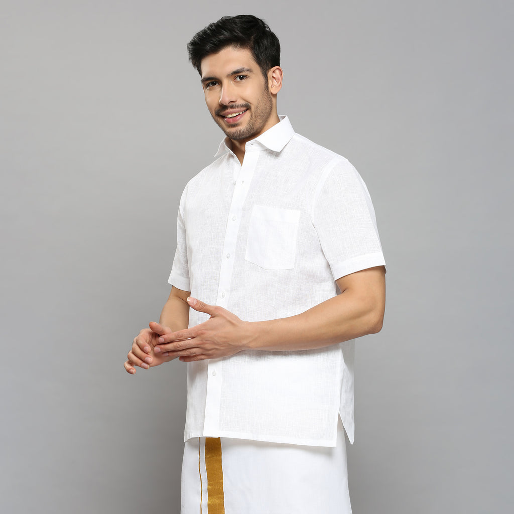 Vajra - The Linen-Look Supreme Stiff Shirt (Half Sleeve) - Extreme Structure