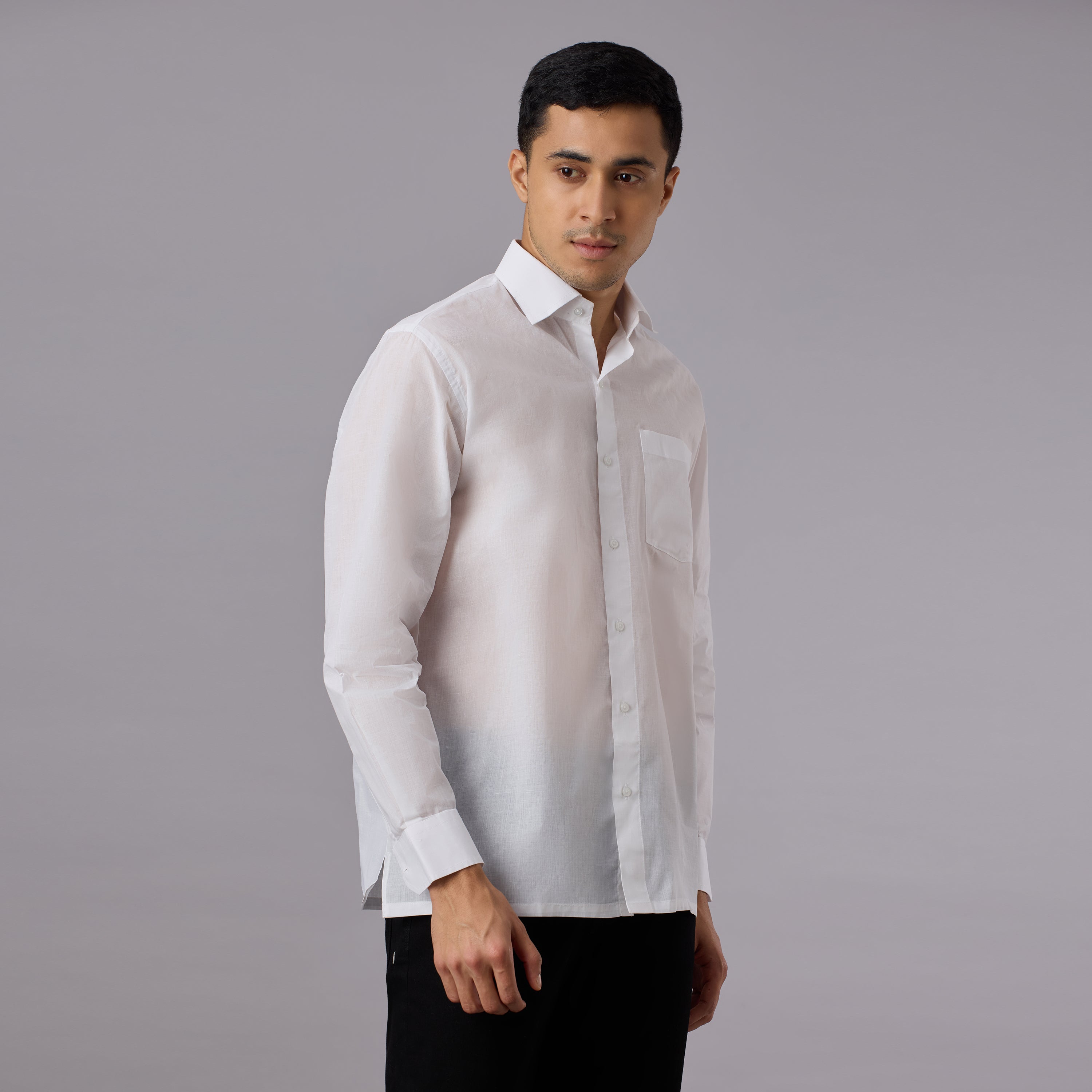 Shubhra - Classic Crisp White Pre-Starched Shirt (Full Sleeve) - Fine Weave