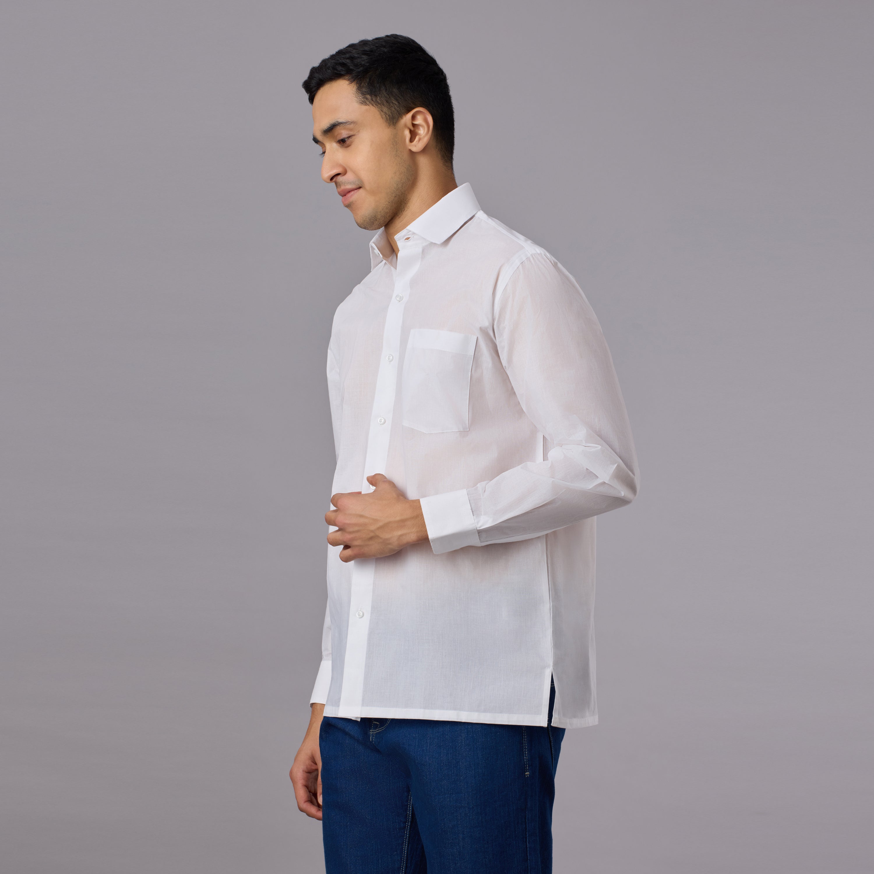 Prakhar - Premium Opaque Starch White Shirt (Half Sleeve) - Extra Crisp Weave