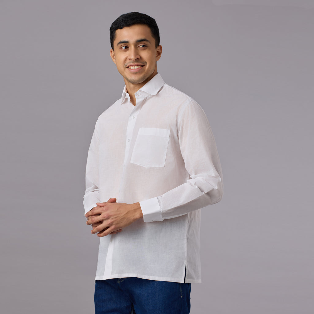 Shubhra - Classic Crisp White Pre-Starched Shirt (Full Sleeve) - Fine Weave