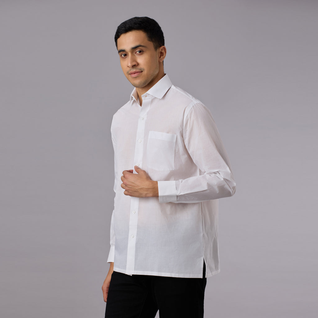 Prakhar - Premium Opaque Starch White Shirt (Half Sleeve) - Extra Crisp Weave