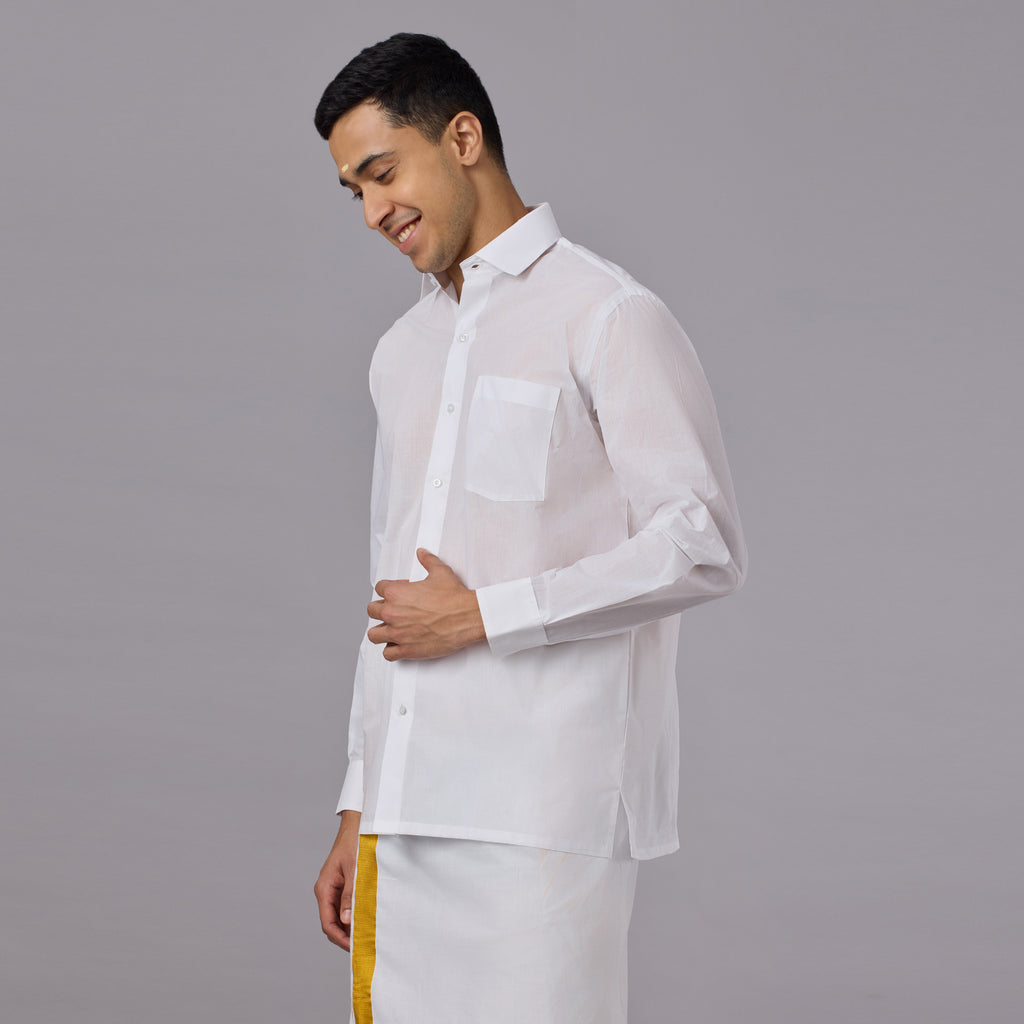 Prakhar - Premium Opaque Starch White Shirt (Half Sleeve) - Extra Crisp Weave